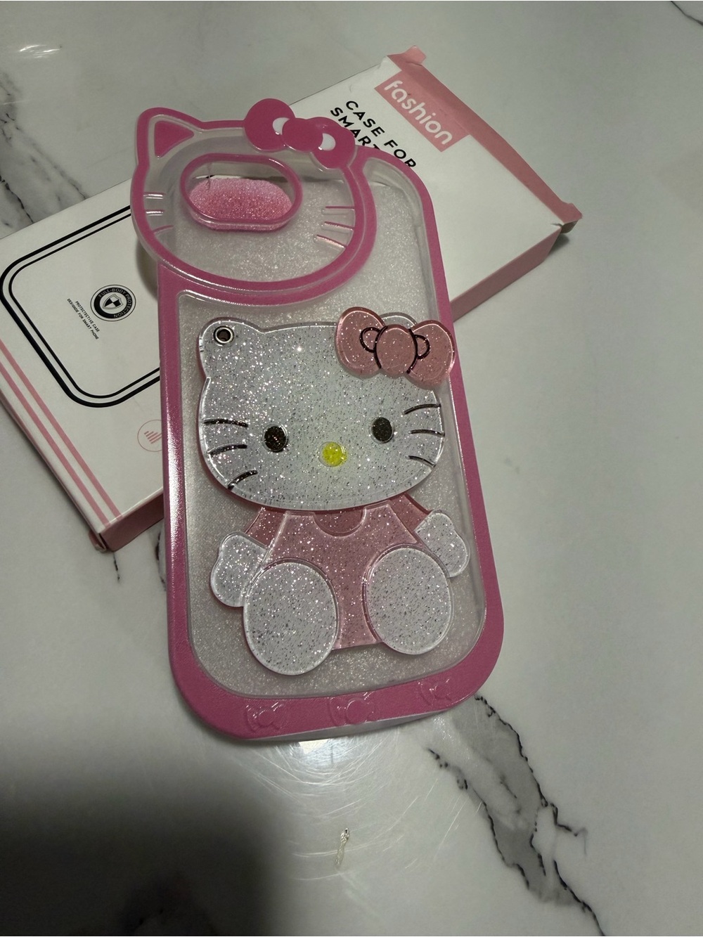 Hello Kitty Pink Glitter 3D Cute Phone Case with Bow Accent